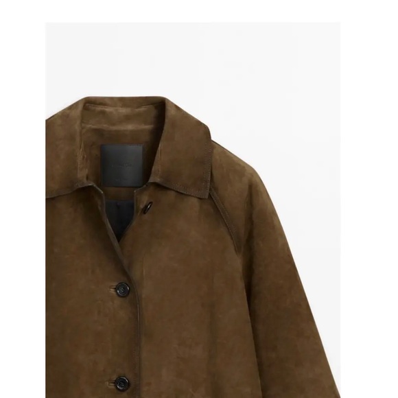 Massimo Dutti Brown Suede Trench Coat Size Small - Picture 3 of 14